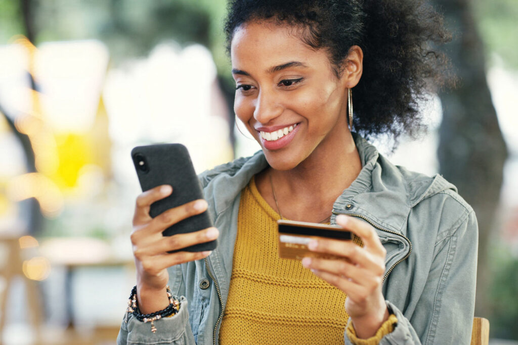 Woman doing mobile banking