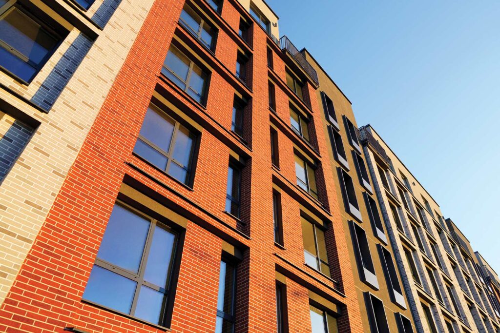 Brick apartment buildings