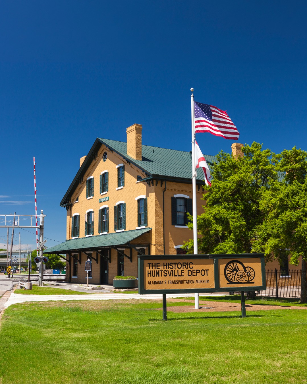 A piece of Huntsville history stands in the heart of downtown at the historic Huntsville Depot. 🚂 Built in 1860, the depot is one of the oldest surviving railroad depots in the United States and a remarkably preserved example of 19th-century railroad architecture. 

While the museum isn't currently open for tours, visitors can still explore the Depot grounds!